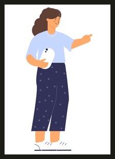 抱猫女子伸手示意