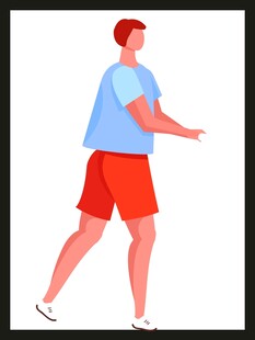 男子户外休闲步行姿态