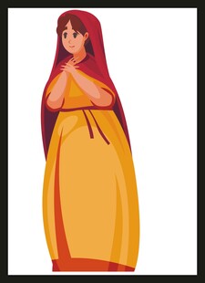 身着传统服饰的红衣女子