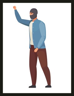 挥手男士插画