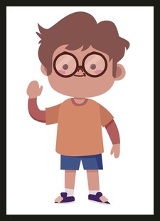 戴眼镜的活力小男孩