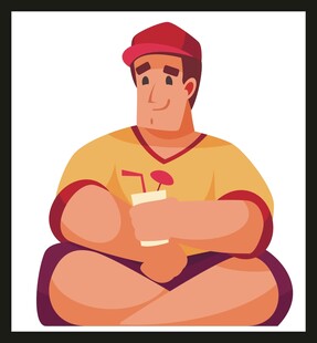 坐着喝饮料的休闲男子