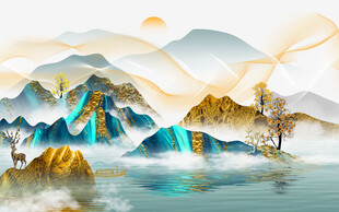 新中式风格的山水装饰画