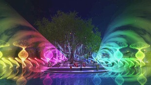 梦幻喷泉夜景灯光秀