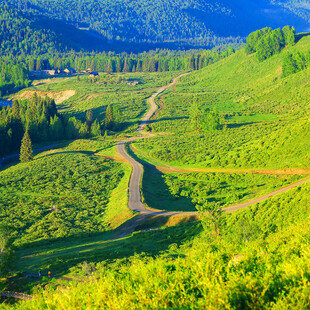 山间绿野蜿蜒小路美景