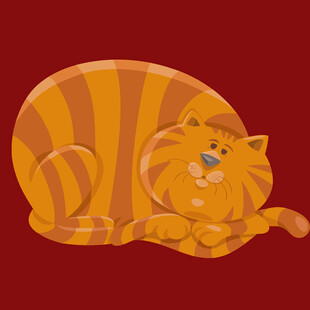 橘色条纹猫咪惬意趴卧