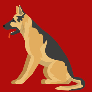坐着的德国牧羊犬插画