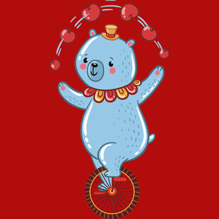 小熊玩呼啦圈喜庆插画
