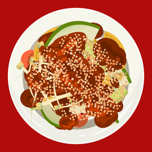 美味芝麻炸鸡摆盘特写