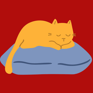 橘猫惬意躺卧在蓝枕上