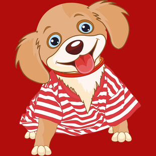 穿条纹衣的可爱小狗