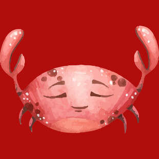 可爱闭眼螃蟹插画