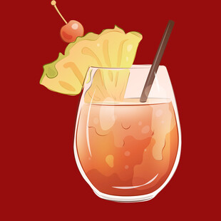 美味菠萝鸡尾酒插画