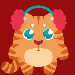 可爱条纹猫咪卡通形象