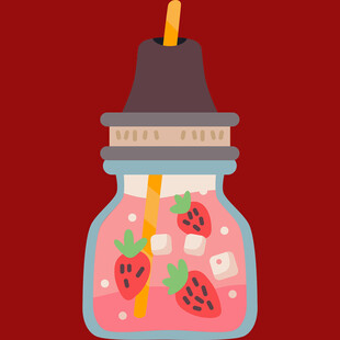 草莓冰饮插画