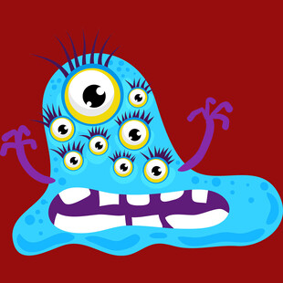 蓝色多眼怪物插画