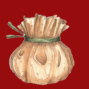 手绘麻布袋子插画