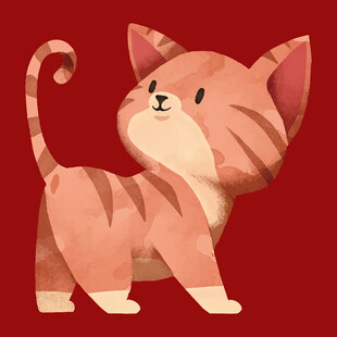 可爱条纹小猫插画