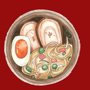 美味日式拉面碗中呈现