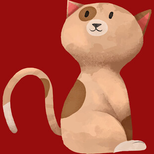 可爱坐姿猫咪插画