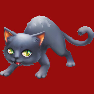 灰黑猫形象眼神狡黠
