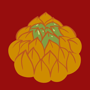 红色背景上的黄色莲花图案
