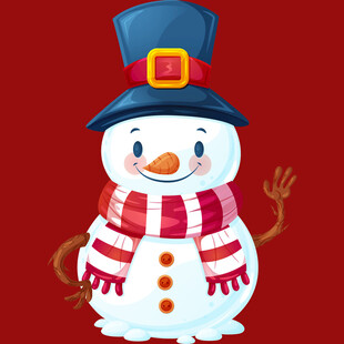 可爱雪人戴着帽子和围巾