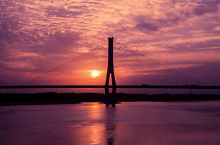 山东济南建邦黄河大桥夕阳