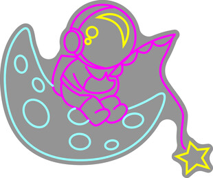 梦幻月亮飞船插画
