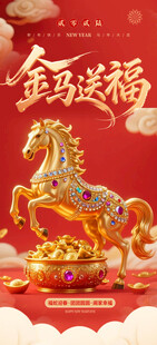 金运福马摆件贺新年