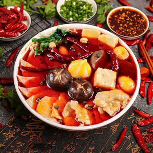 美味丰盛的麻辣火锅食材