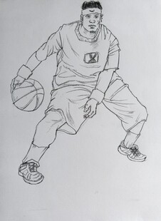 打篮球男青年人物速写