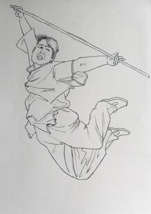 男青年跳舞人物速写