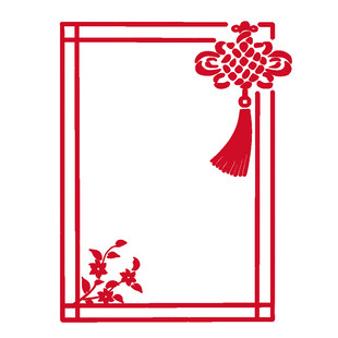 中式红框中国结装饰图案