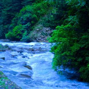 山间湍急溪流