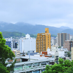 城市风景与远山相映成趣