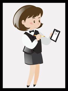 女服务员手持平板服务
