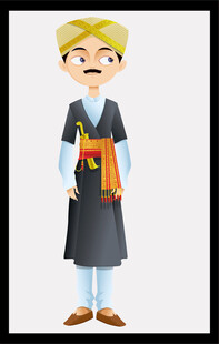 传统服饰男子手持物品