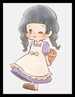 扎辫紫衣裙小女孩