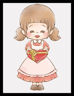 抱礼盒的可爱小女孩