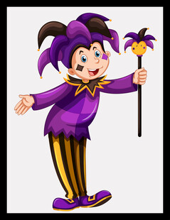紫色小丑持魔杖造型图