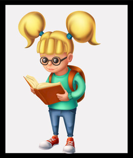 扎双马尾的女孩专注看书