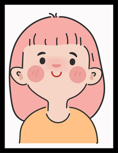 微笑的粉色头发卡通女孩