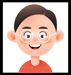 戴眼镜的开心男孩