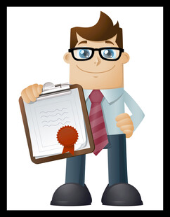 持印章板的商务卡通人物