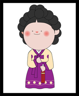 穿韩服的可爱卡通老奶奶