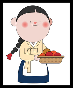 古代女孩端果篮