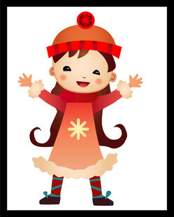 可爱红衣小女孩欢乐起舞