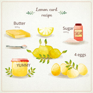 柠檬及烘焙食材插画