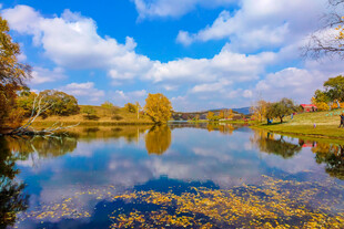 秋日湖畔美景